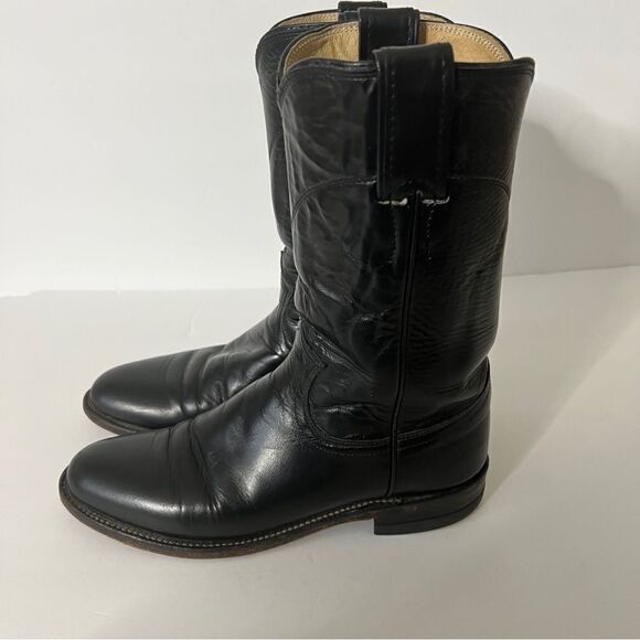 Justin Womens Ropers Black Leather L3703 Western Cowgirl Boots Size 6A - Picture 6 of 9